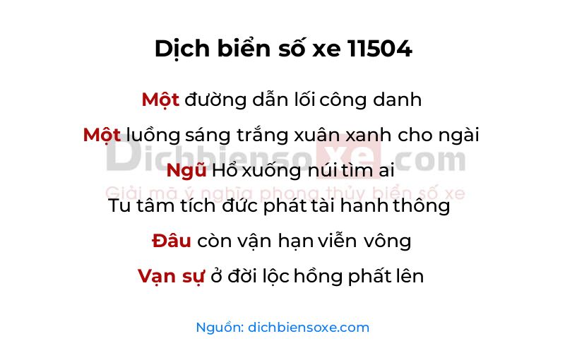 Dịch thơ biển số 11504