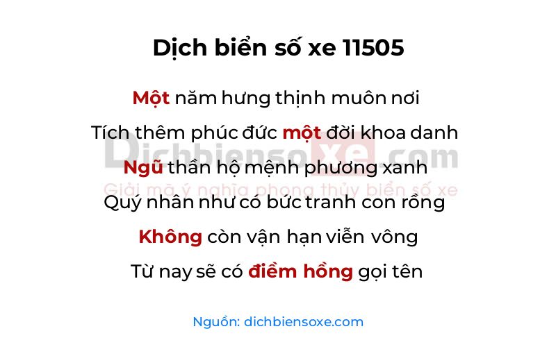 Dịch thơ biển số 11505