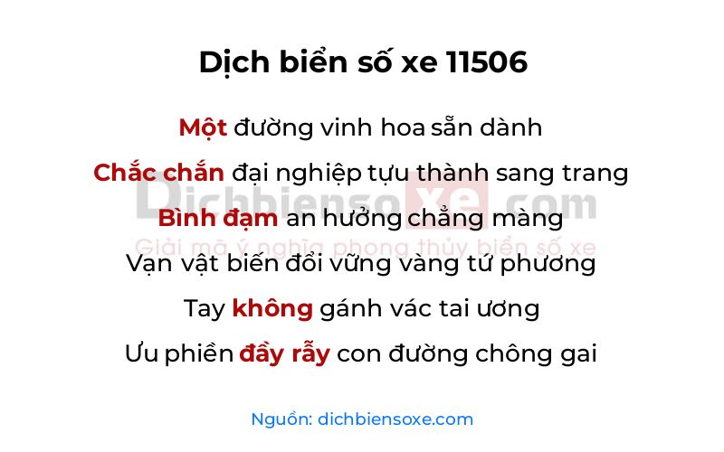 Dịch thơ biển số 11506