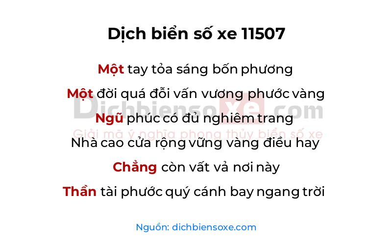 Dịch thơ biển số 11507
