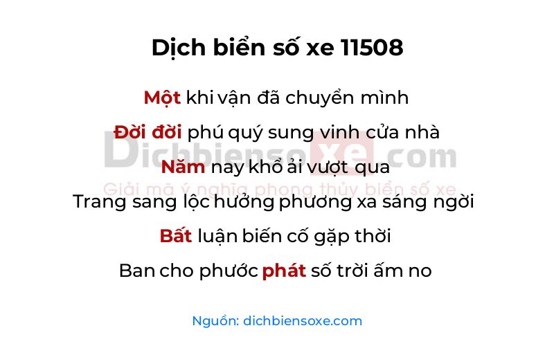 Dịch thơ biển số 11508