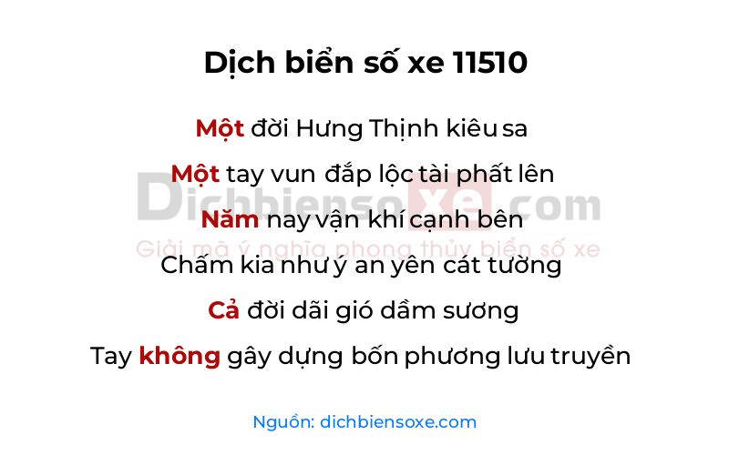 Dịch thơ biển số 11510
