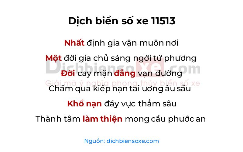 Dịch thơ biển số 11513