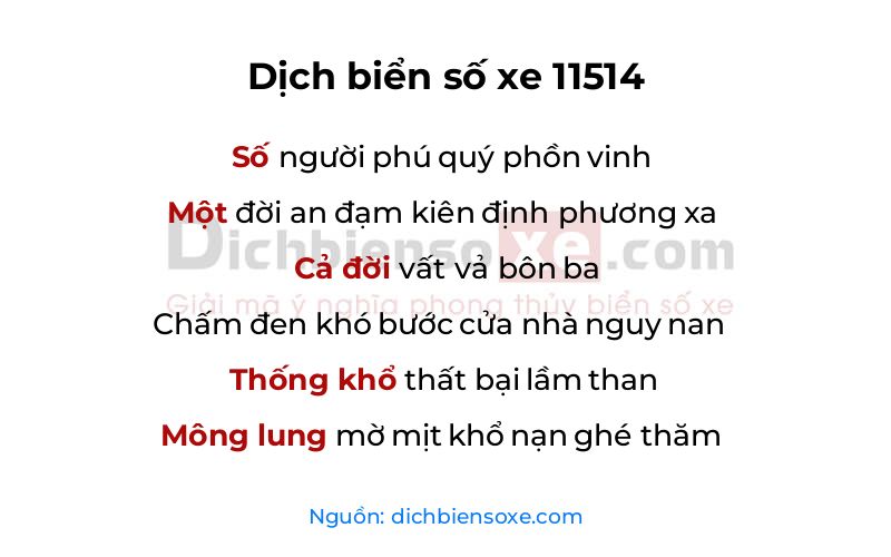 Dịch thơ biển số 11514