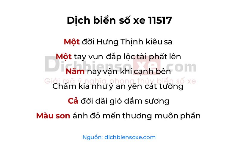 Dịch thơ biển số 11517