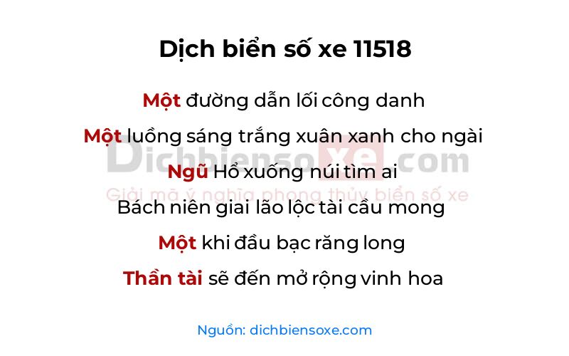 Dịch thơ biển số 11518