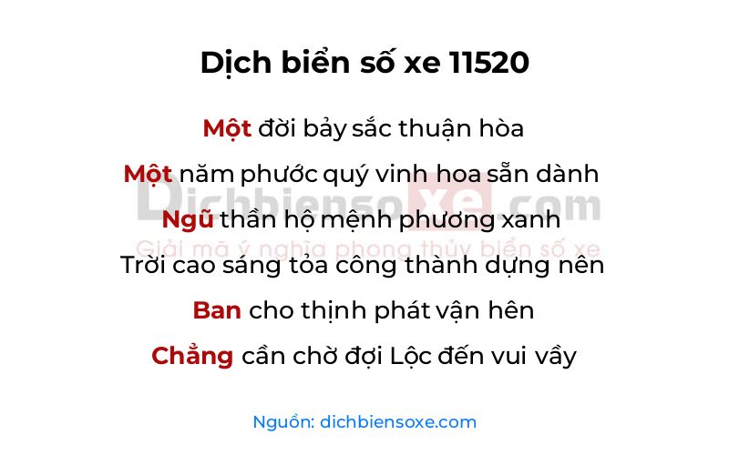 Dịch thơ biển số 11520