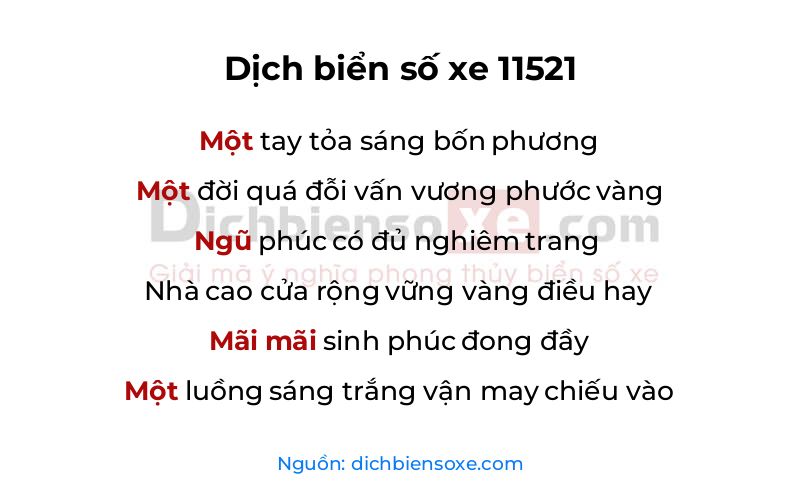 Dịch thơ biển số 11521
