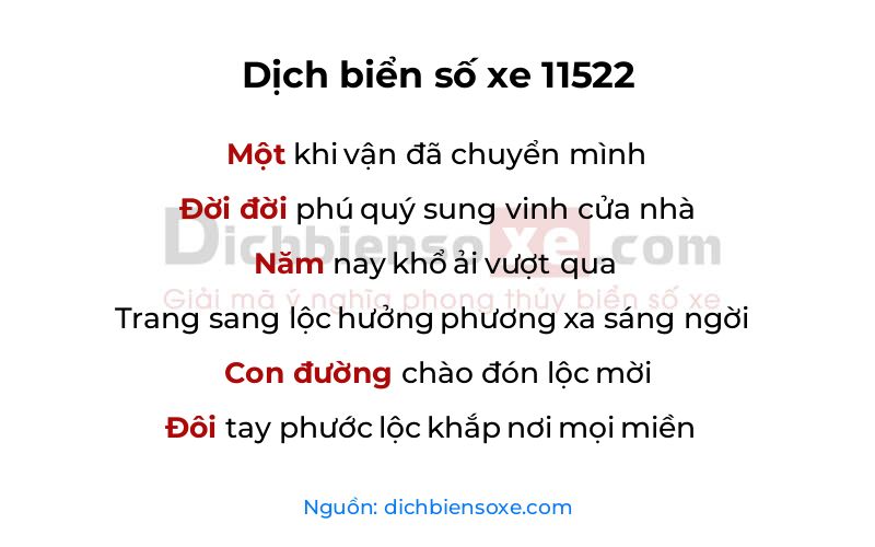 Dịch thơ biển số 11522
