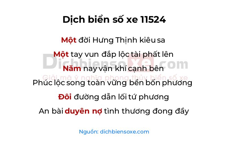 Dịch thơ biển số 11524