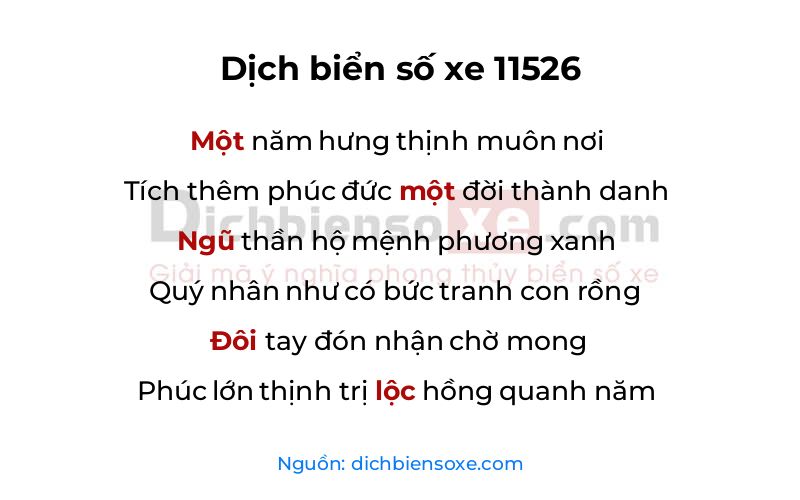 Dịch thơ biển số 11526