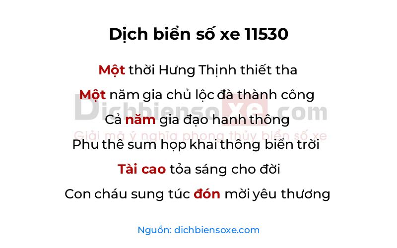 Dịch thơ biển số 11530