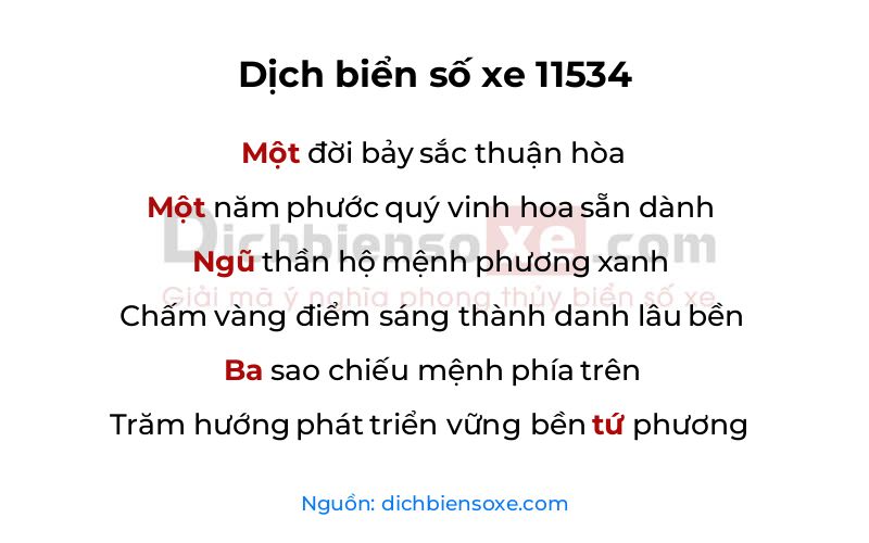Dịch thơ biển số 11534