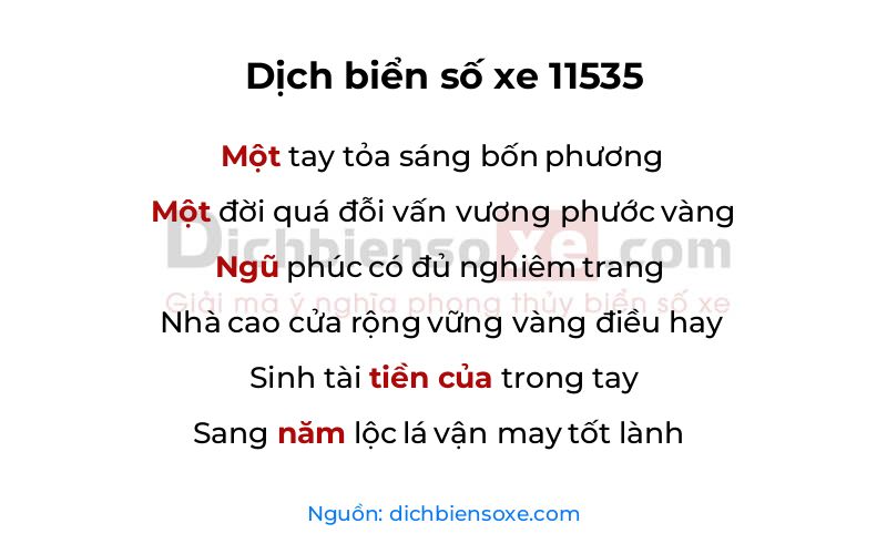 Dịch thơ biển số 11535