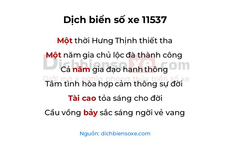 Dịch thơ biển số 11537