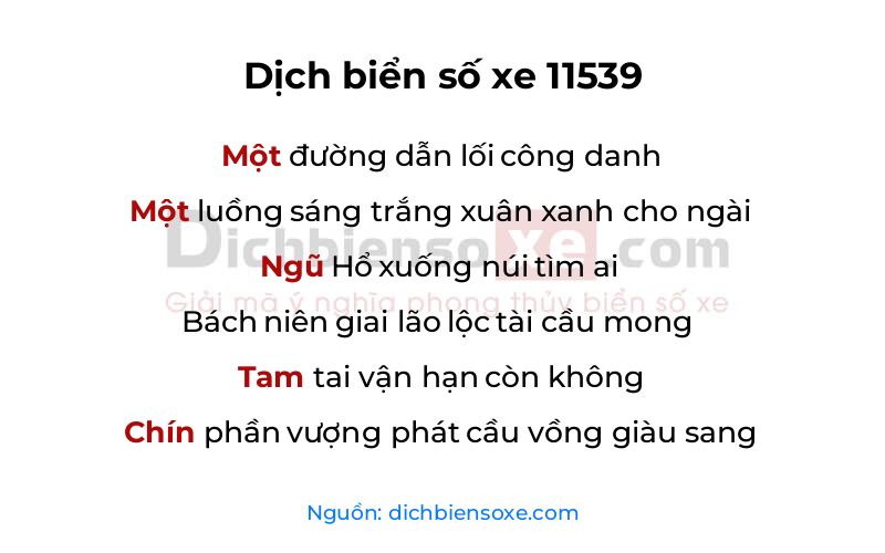 Dịch thơ biển số 11539