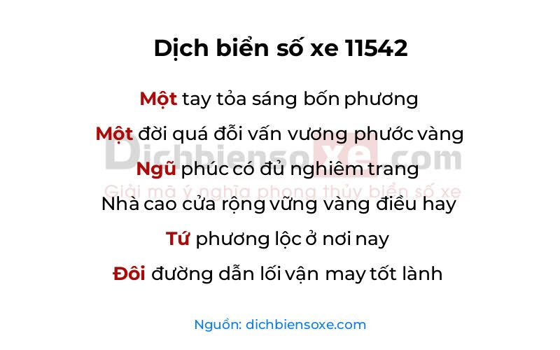 Dịch thơ biển số 11542
