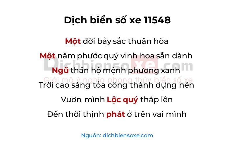 Dịch thơ biển số 11548