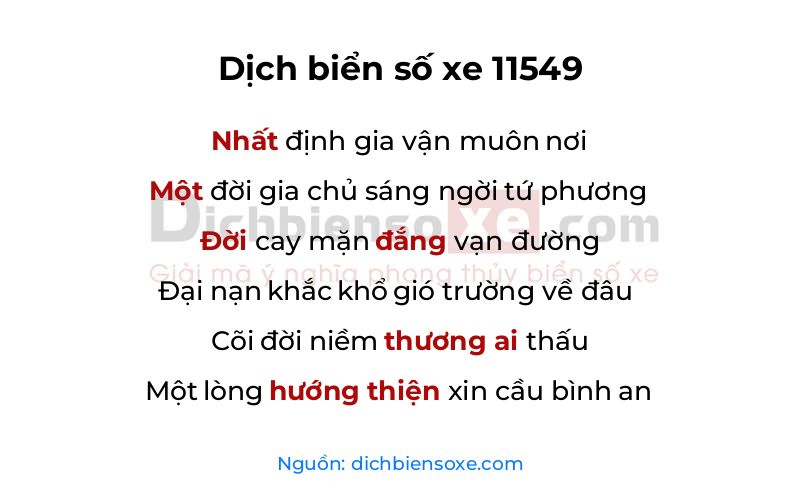 Dịch thơ biển số 11549