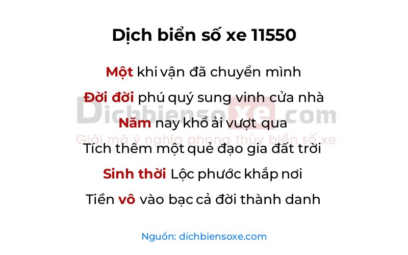 Dịch thơ biển số 11550