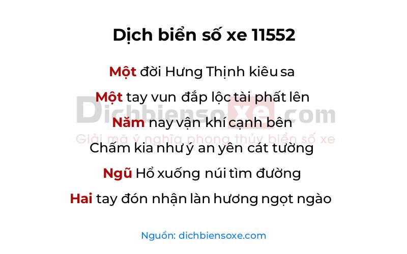 Dịch thơ biển số 11552