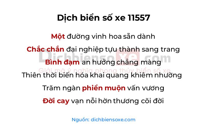 Dịch thơ biển số 11557