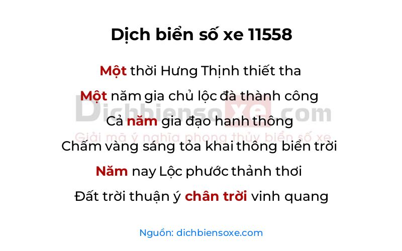 Dịch thơ biển số 11558