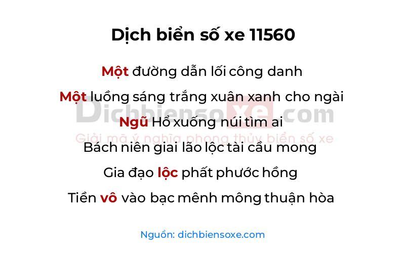 Dịch thơ biển số 11560