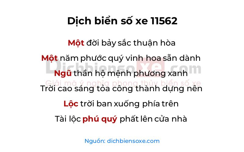 Dịch thơ biển số 11562