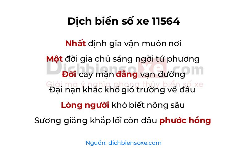 Dịch thơ biển số 11564