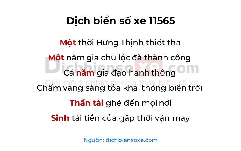 Dịch thơ biển số 11565