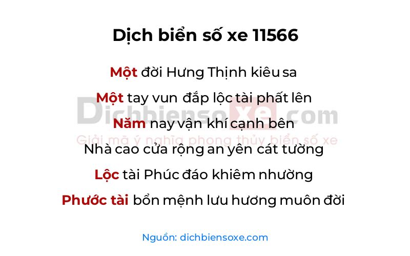Dịch thơ biển số 11566