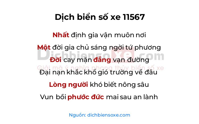 Dịch thơ biển số 11567
