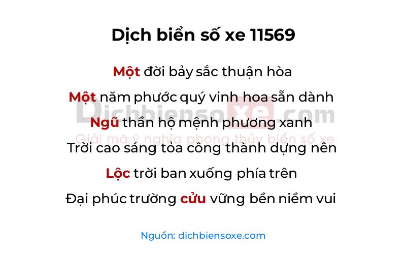 Dịch thơ biển số 11569