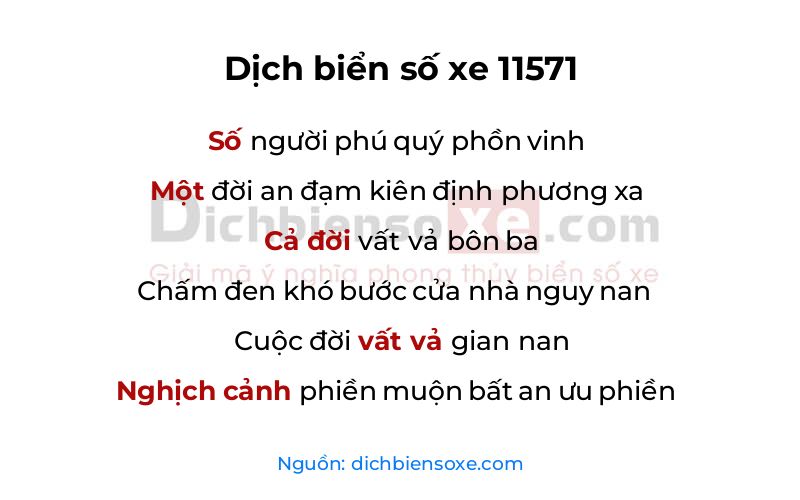 Dịch thơ biển số 11571