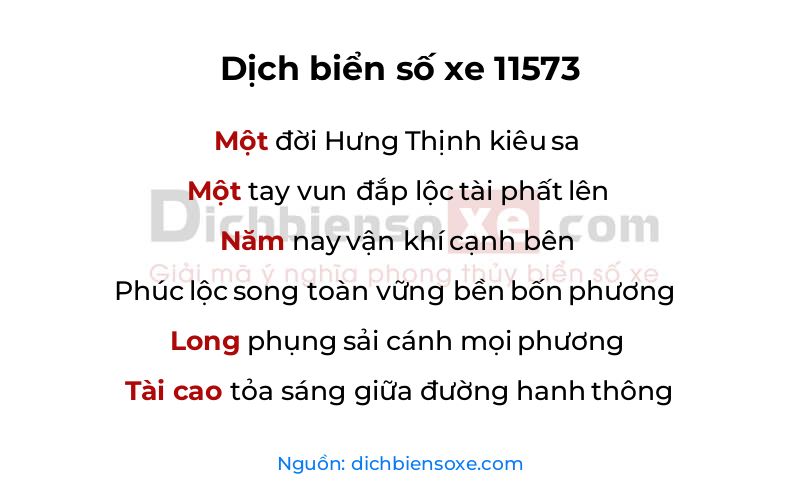 Dịch thơ biển số 11573