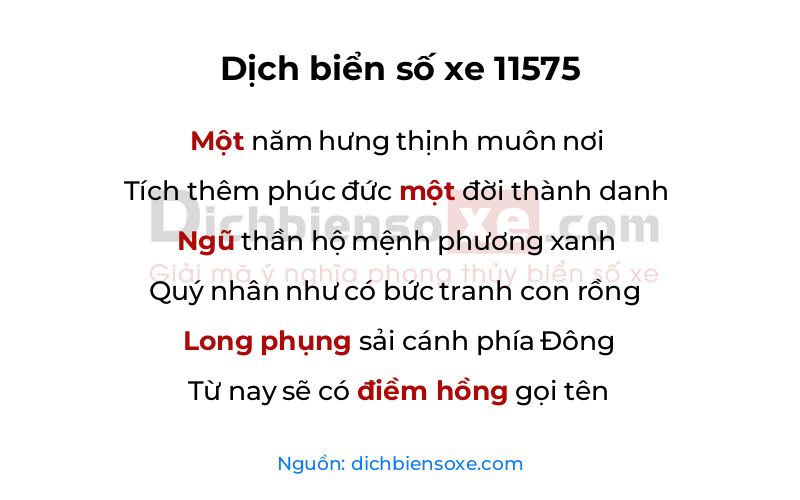 Dịch thơ biển số 11575
