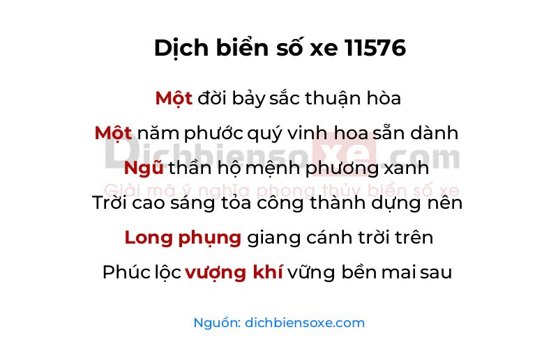 Dịch thơ biển số 11576