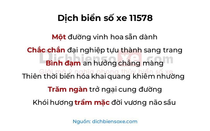 Dịch thơ biển số 11578