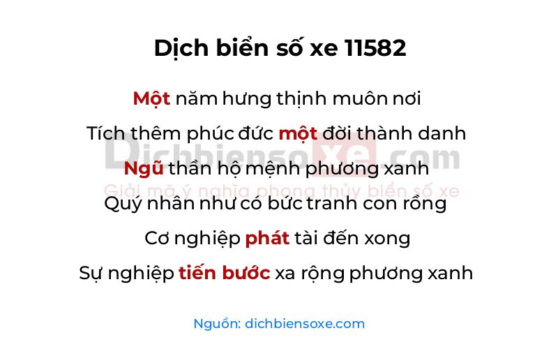 Dịch thơ biển số 11582