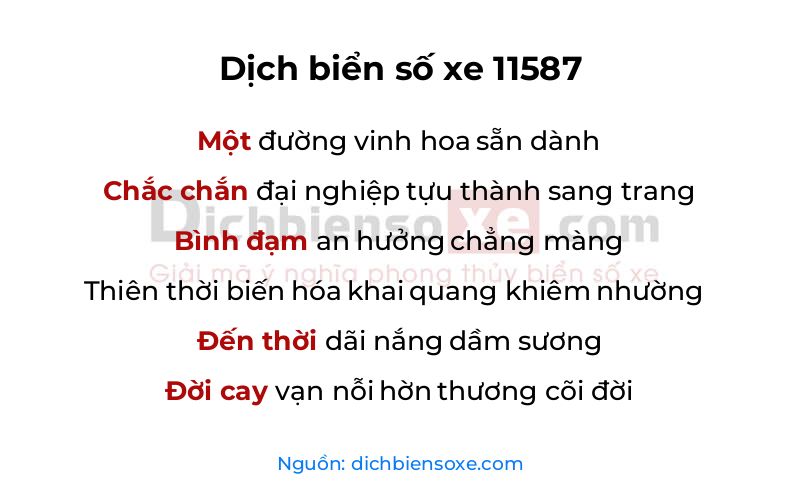 Dịch thơ biển số 11587