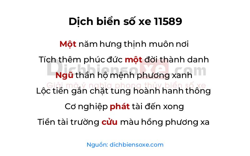 Dịch thơ biển số 11589