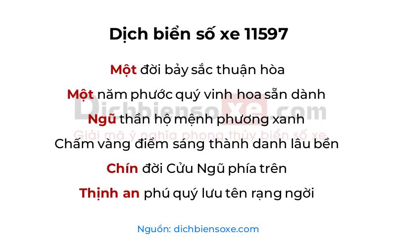 Dịch thơ biển số 11597