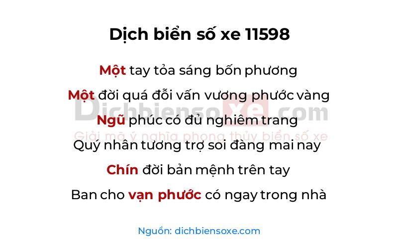 Dịch thơ biển số 11598