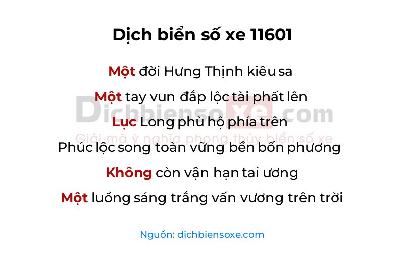 Dịch thơ biển số 11601