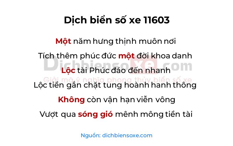 Dịch thơ biển số 11603