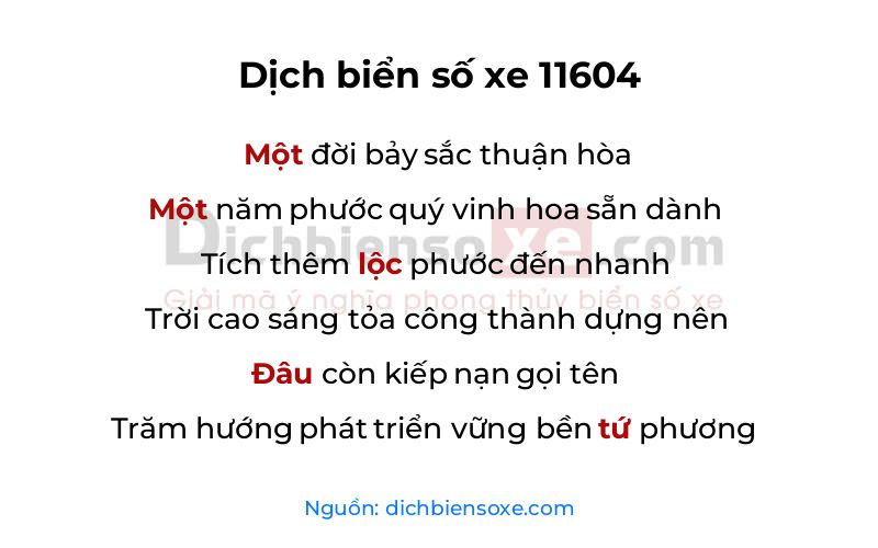 Dịch thơ biển số 11604