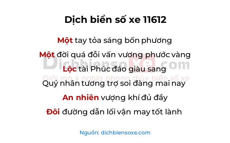 Dịch thơ biển số 11612