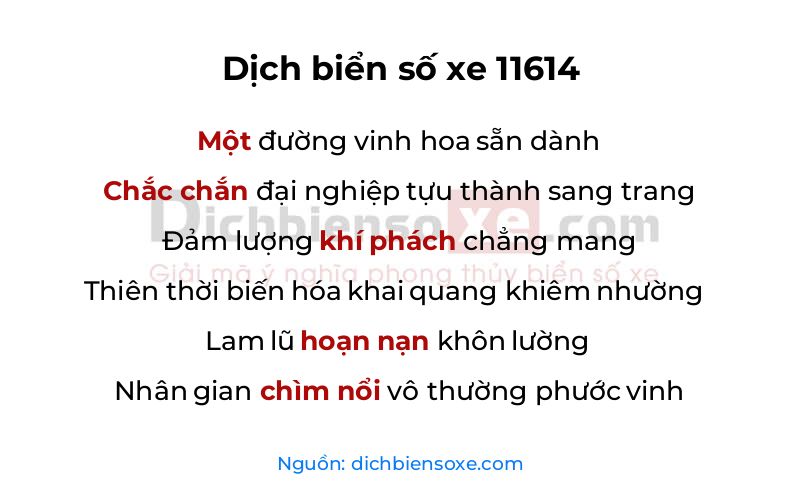 Dịch thơ biển số 11614