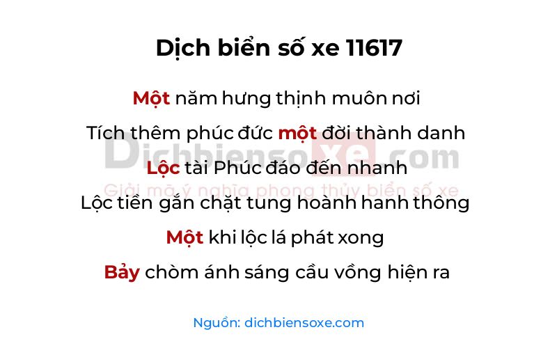 Dịch thơ biển số 11617